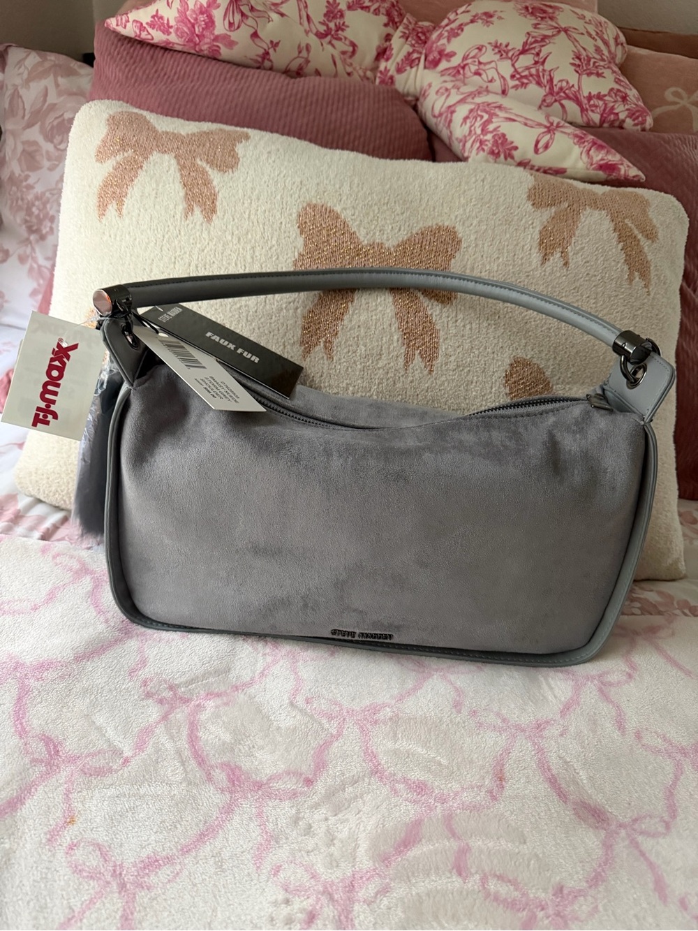 Steve Madden Light Gray Suede Shoulder Bag